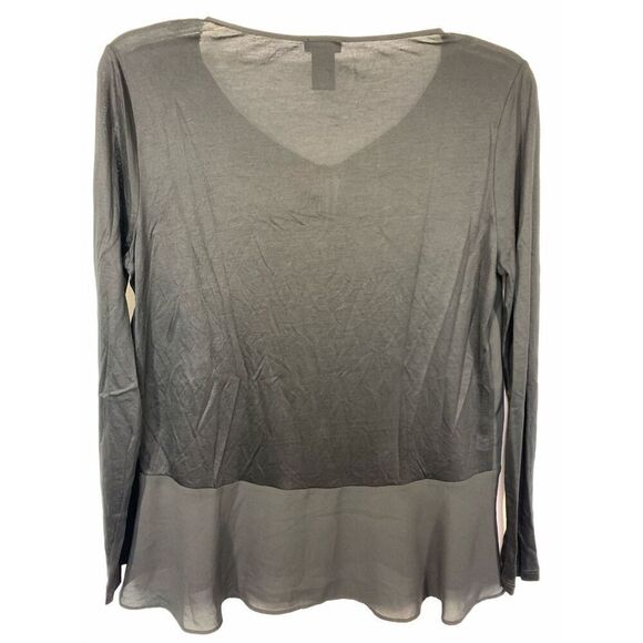 Ann Taylor Women's Black Tie V-Neck Long Sleeve Top Blouse Size Medium NWOT - Picture 6 of 7